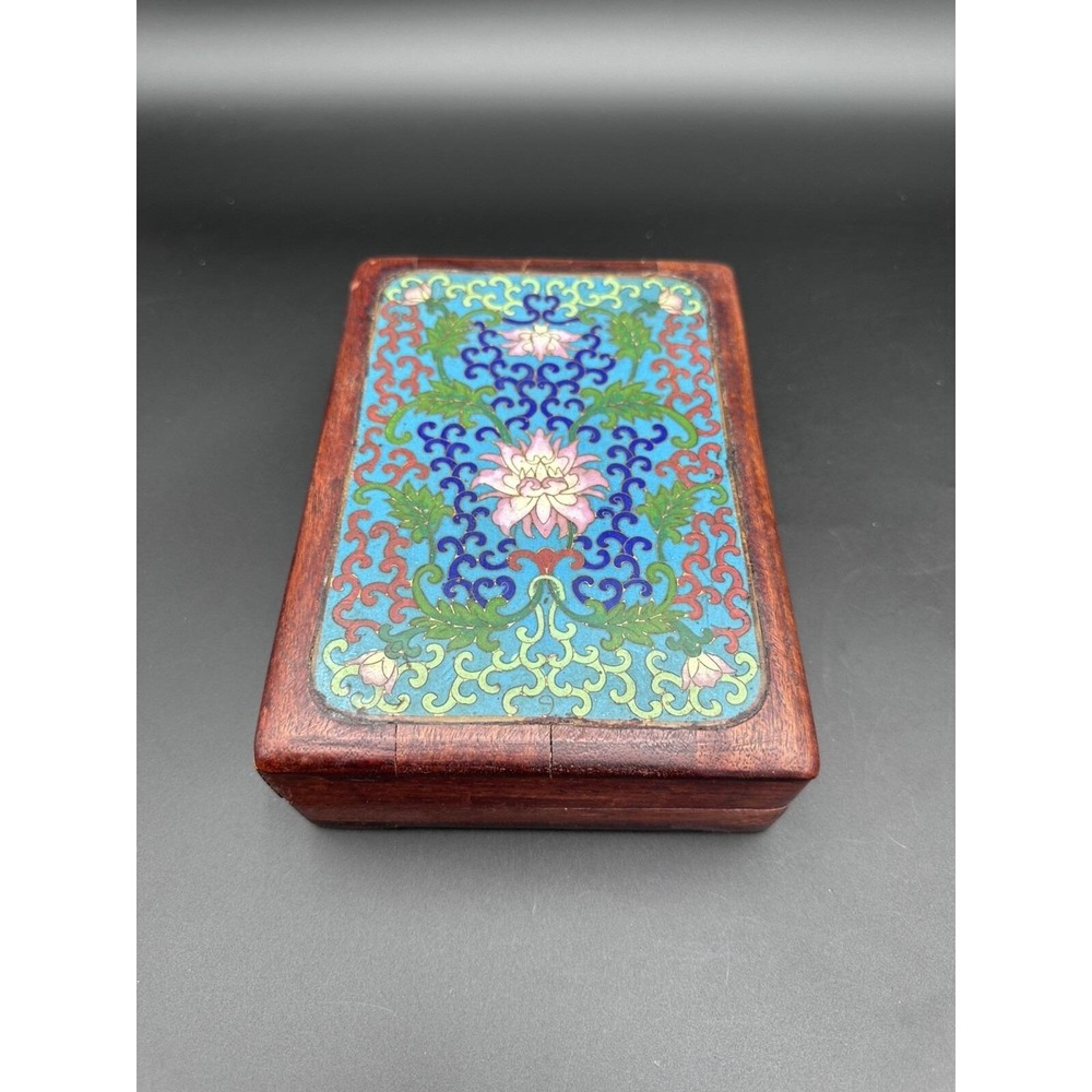 Antique Chinese Rosewood Cloisonne Box